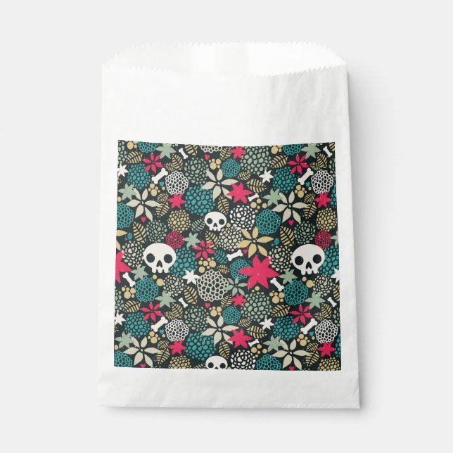 Skull in flowers favour bags (Front)