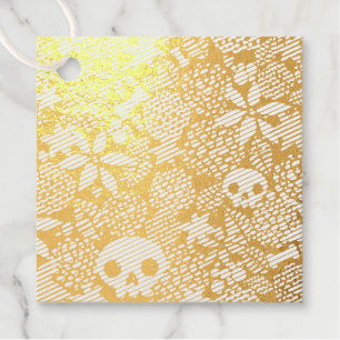 Skull in flowers favour tags