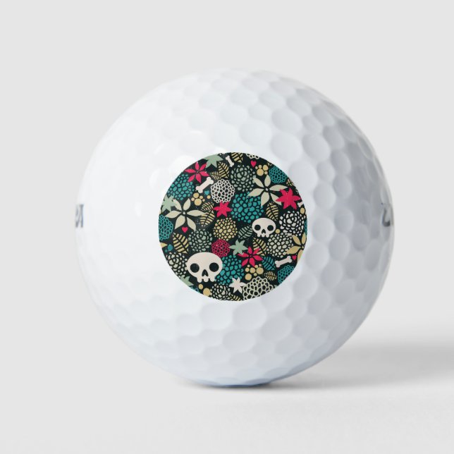 Skull in flowers golf balls (Front)