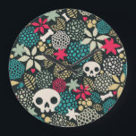 Skull in flowers large clock<br><div class="desc">-</div>