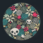 Skull in flowers large clock<br><div class="desc">-</div>