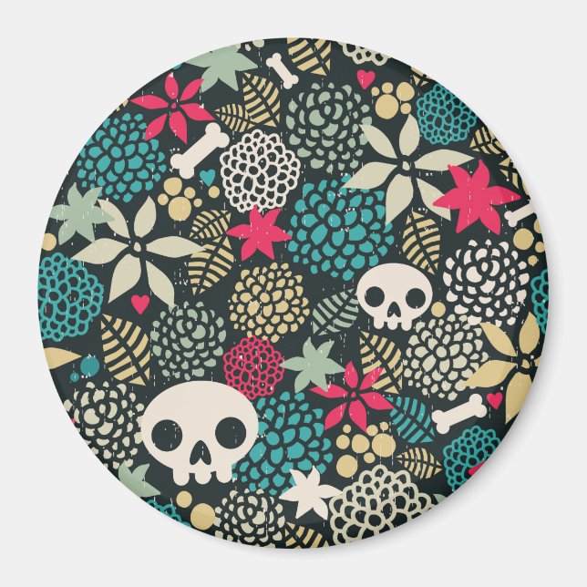 Skull in flowers magnet (Front)