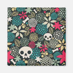 Skull in flowers magnet