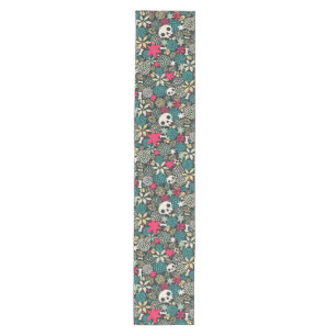 Skull in flowers medium table runner