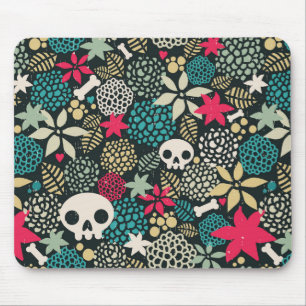 Skull in flowers mouse mat
