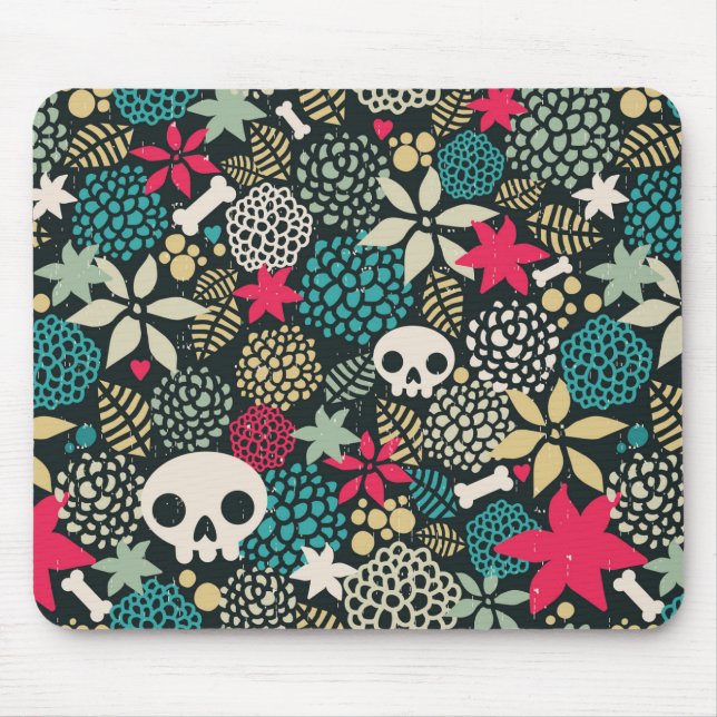 Skull in flowers mouse mat (Front)
