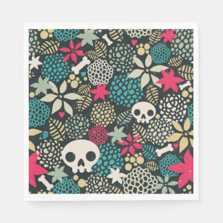 Skull in flowers napkin