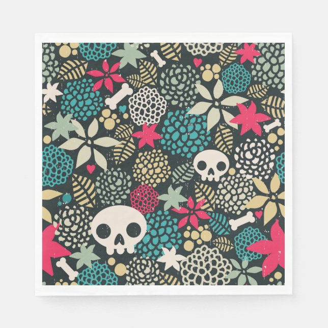 Skull in flowers napkin (Front)