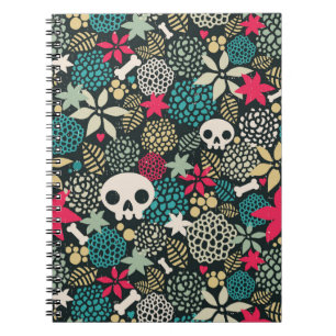Skull in flowers notebook