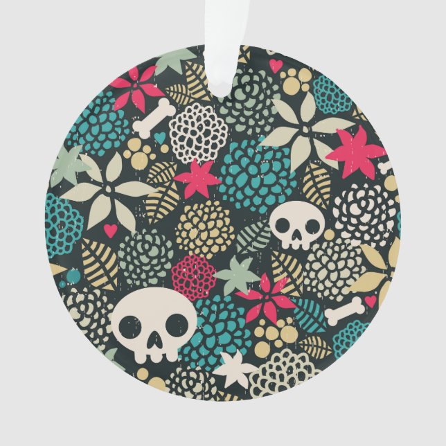 Skull in flowers ornament (Front)
