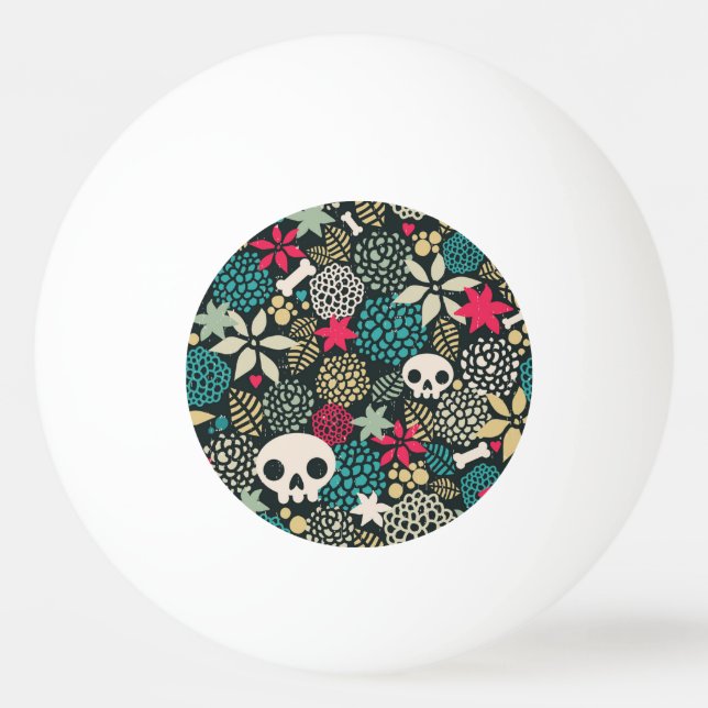 Skull in flowers ping pong ball (Front)