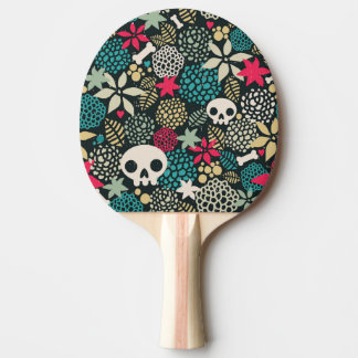 Skull in flowers ping pong paddle