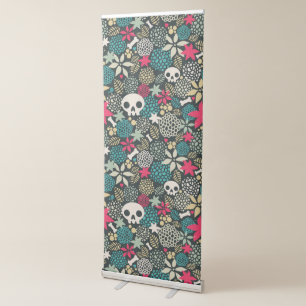Skull in flowers retractable banner