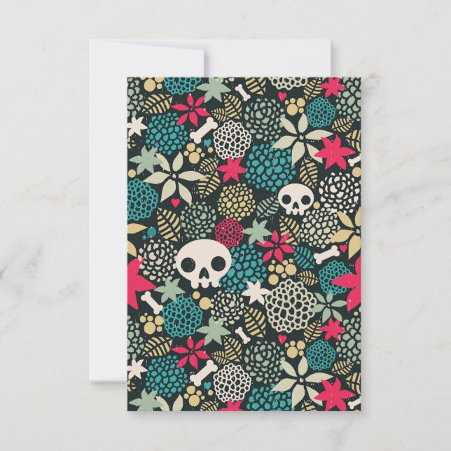 Skull in flowers RSVP card (Front)