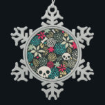 Skull in flowers snowflake pewter christmas ornament<br><div class="desc">-</div>