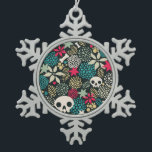 Skull in flowers snowflake pewter christmas ornament<br><div class="desc">-</div>