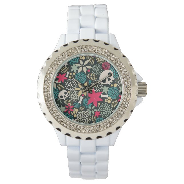 Skull in flowers watch (Front)
