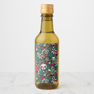Skull in flowers wine label