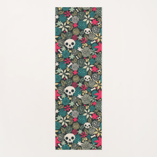 Skull in flowers yoga mat