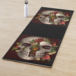 Skull in flowers Yoga Mat