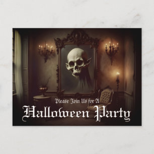 Skull in Haunted Painting Halloween Invitation