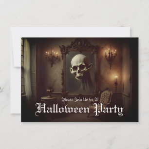 Skull in Haunted Painting Halloween Invitation