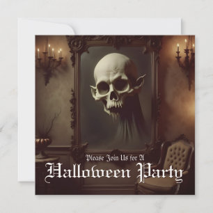 Skull in Haunted Painting Halloween Invitation