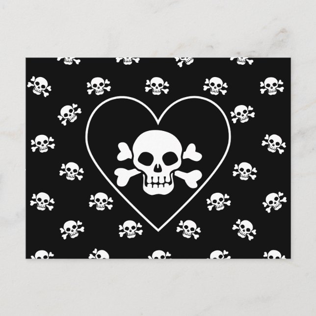 Skull in Heart Postcard (Front)