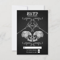 Skull in Love Vintage Gothic Skulls Wedding RSVP