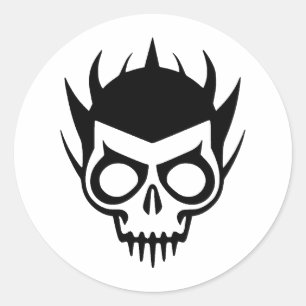 Skull in Minimalist Black & White Classic Round Sticker