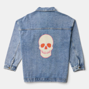 Skull in Pink, Orange and Cream Denim Jacket