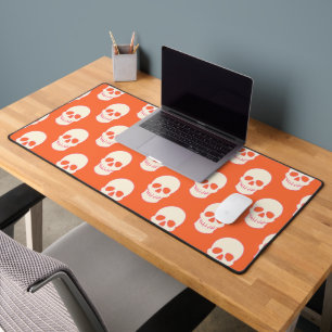Skull in Pink, Orange and Cream Desk Mat