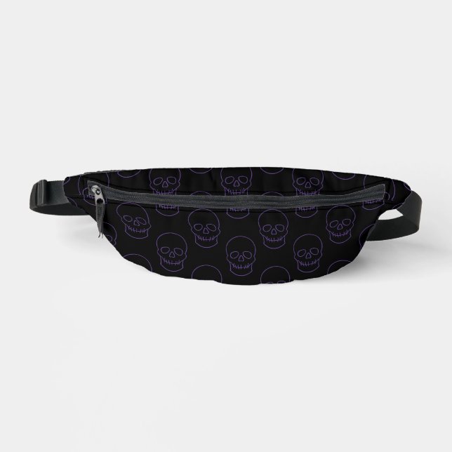 Skull in Purple and Black Bum Bags (Front)