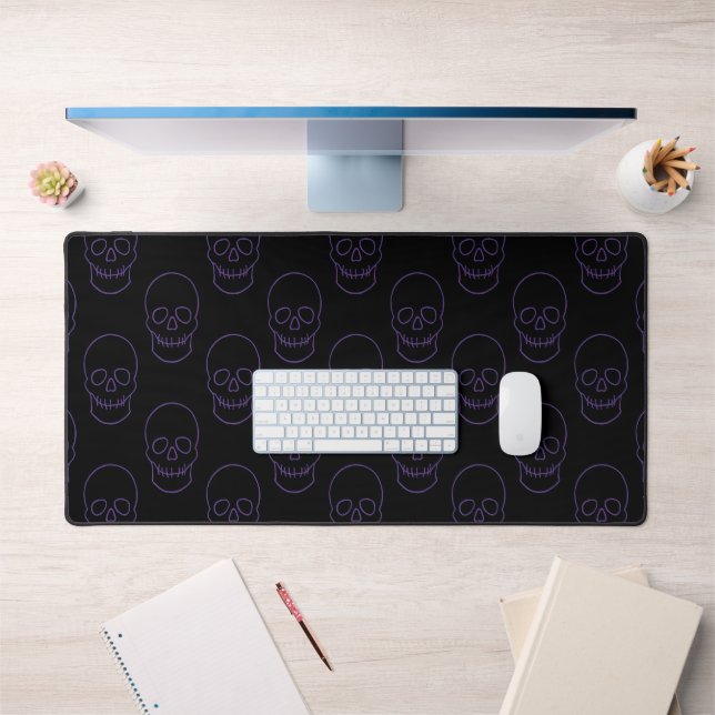 Skull in Purple and Black Desk Mat (Office 1)