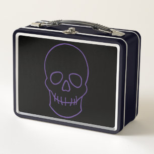 Skull in Purple and Black Metal Lunch Box