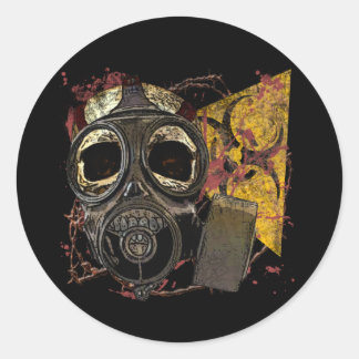 Skull in Respirator Classic Round Sticker