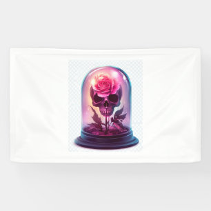 Skull in Rose Glass Banner