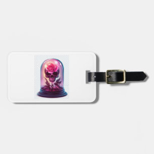 Skull in Rose Glass Luggage Tag