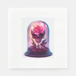 Skull in Rose Glass Napkin