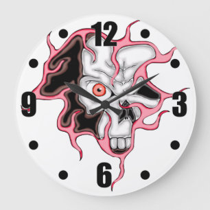 Skull In The Wall Large Clock