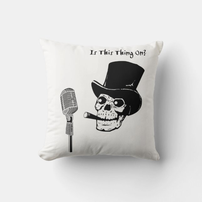 Skull in Top Hat with Microphone Cushion (Front)