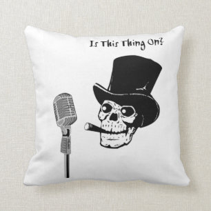 Skull in Top Hat with Microphone Cushion