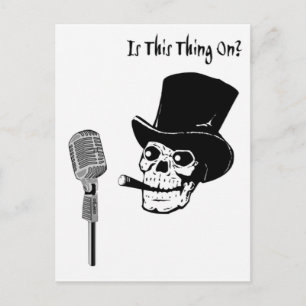 Skull in Top Hat with Microphone Postcard