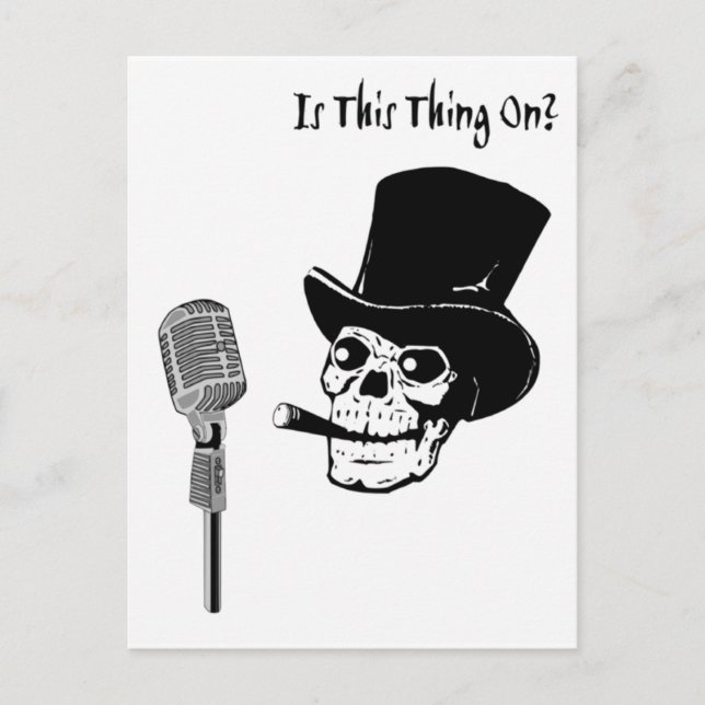Skull in Top Hat with Microphone Postcard (Front)