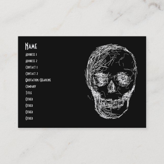 Skull, in White. Business Card (Front)