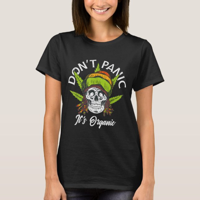 Skull Jamaica Rasta Funny Don´t Panic It´s Organic T-Shirt (Front)