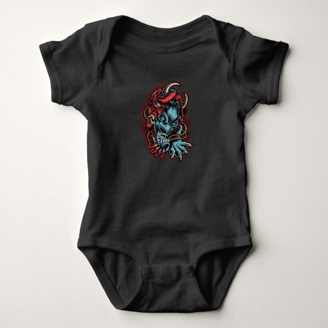 Skull Japanese Baby Bodysuit (Front)