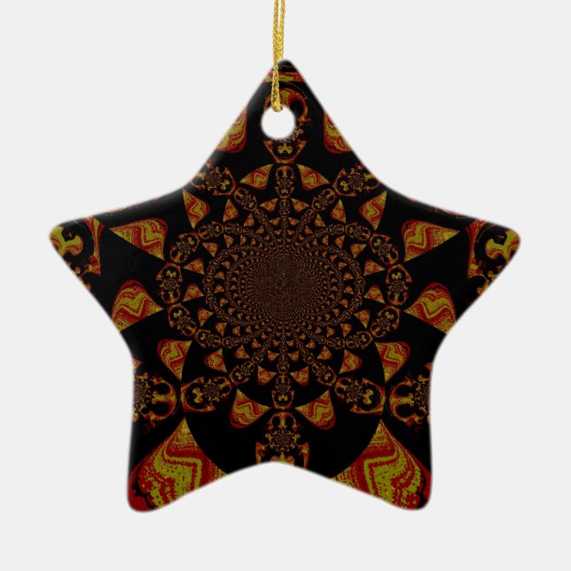 Skull Kaleidoscope Art Print Ceramic Tree Decoration (Front)