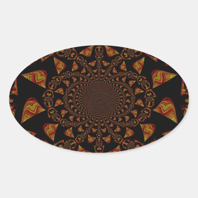 Skull Kaleidoscope Art Print Oval Sticker (Front)