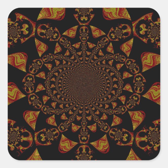 Skull Kaleidoscope Art Print Square Sticker (Front)